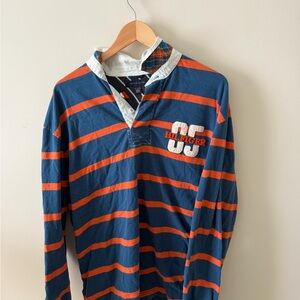 Tommy Hilfiger Blue and Orange Striped Shirt